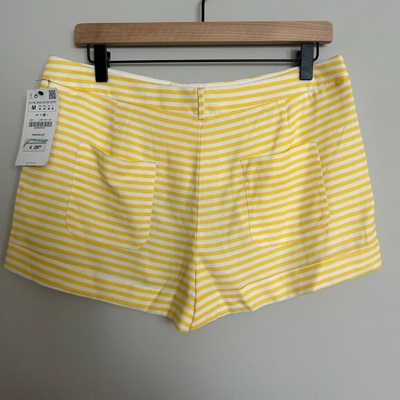 Zara Striped Yellow Shorts Linen Blend - Picture 3 of 7